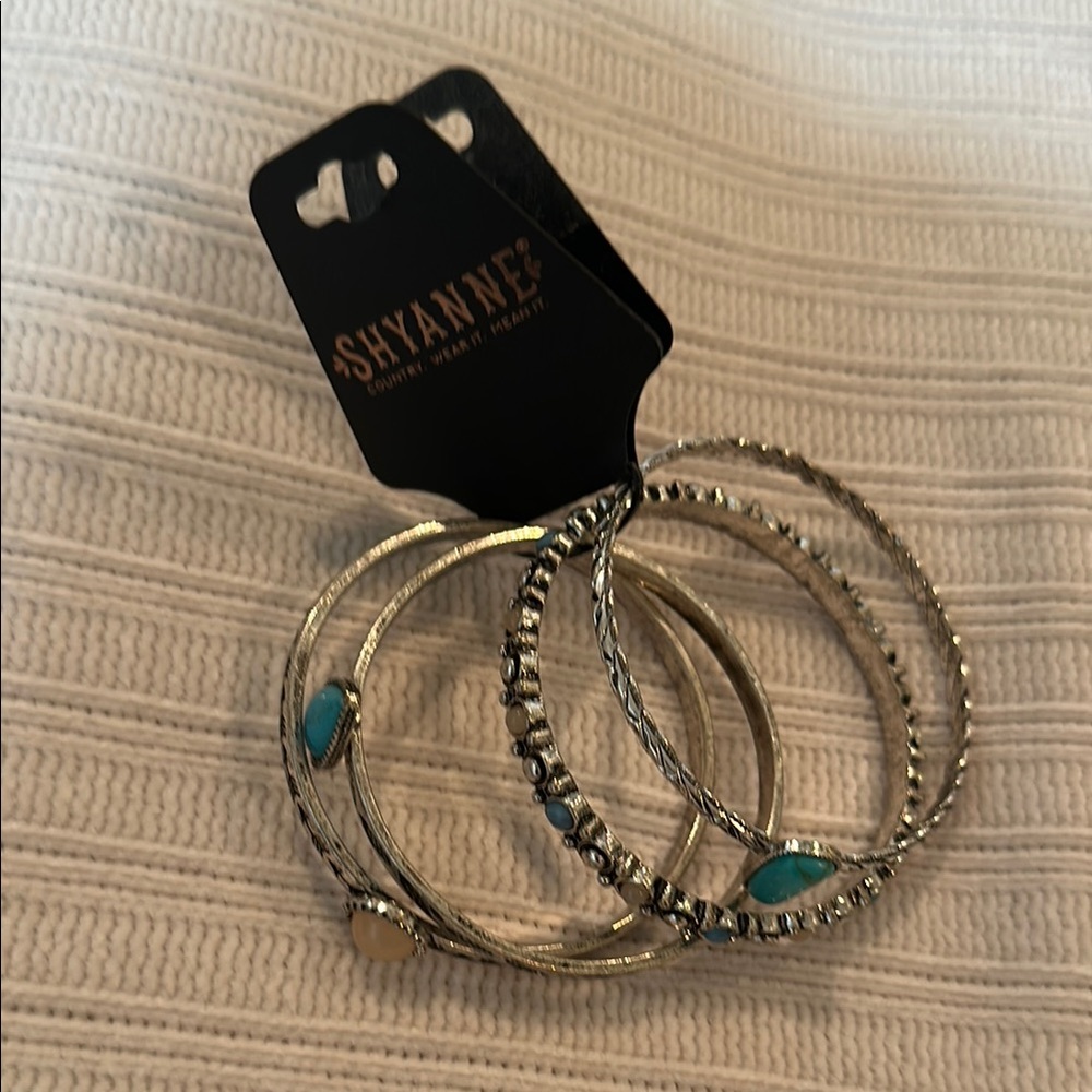 Silver and Turquoise Bangle Set